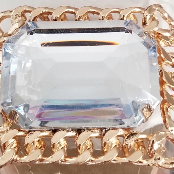 Lemonade Clear PU Slingback Lace up w/Nude & Gold Accents w/ Clear Stone - Picture 4 of 7